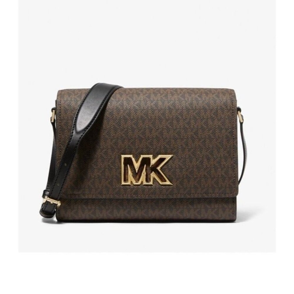 Michael Kors Crossbody Shoulder Bag Mimi Medium Logo Messenger Bag  Brown/Black